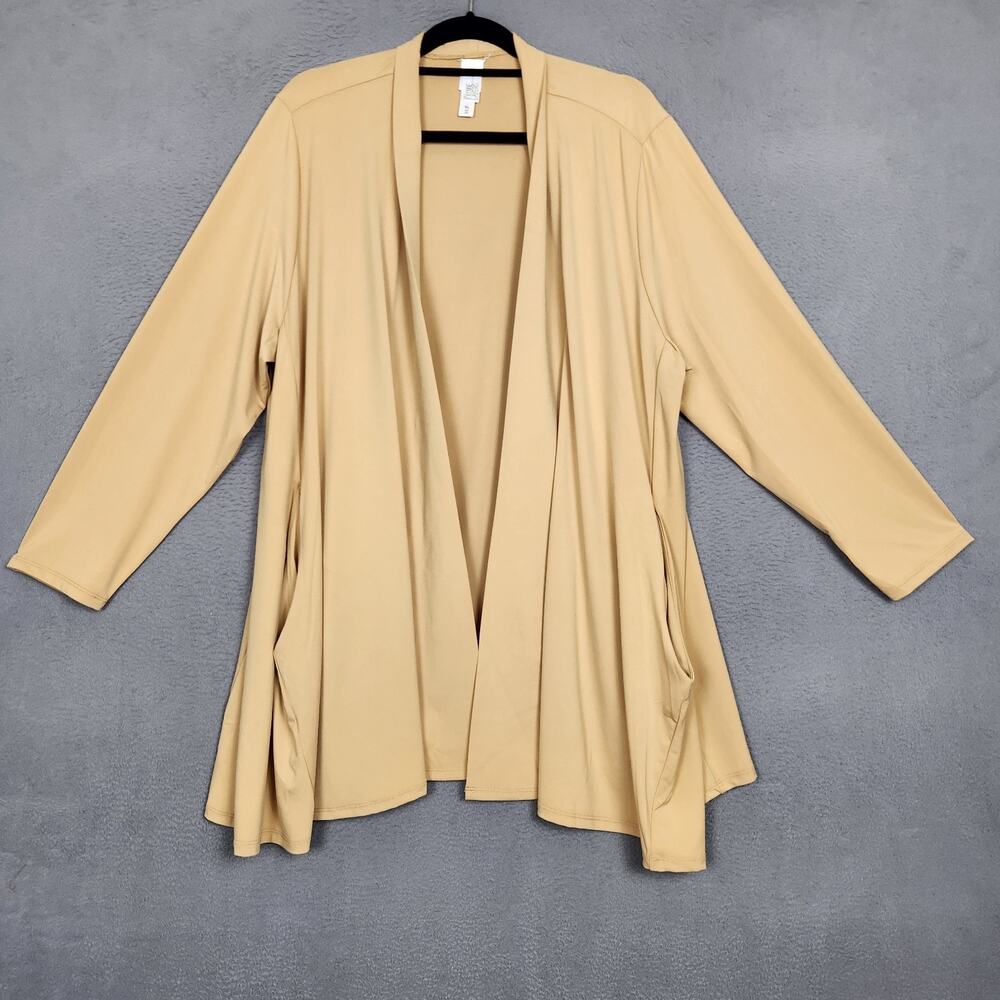 WYNNE LAYERS Sweater Womens XL Yellow Waterfall Open Front Cardigan Relaxed